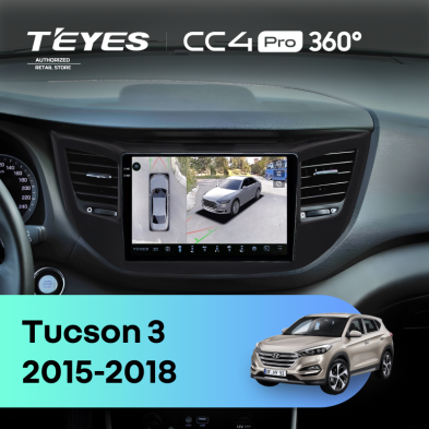 Штатная магнитола Teyes CC4 Pro 360 12/256 Hyundai Tucson 3 (2015-2018) Тип-B (черная)