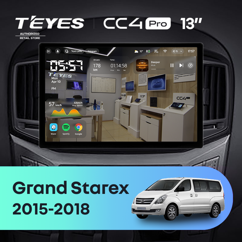 Штатная магнитола Teyes CC4 Pro 8/128 Hyundai Grand Starex (2015-2018) F2 (13&quot;)