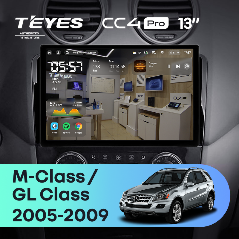Штатная магнитола Teyes CC4 Pro 8/128 Mercedes-Benz ML-Class (2005-2009) F1 (13")