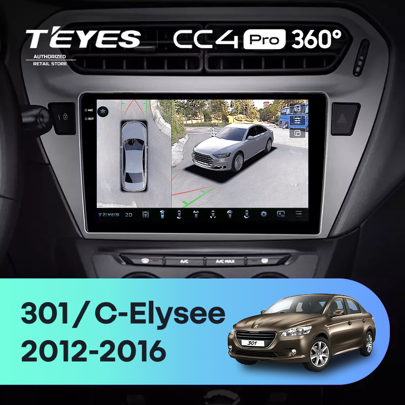 Штатная магнитола Teyes CC4 Pro 360 12/256 Peugeot 301 (2012-2016) F2