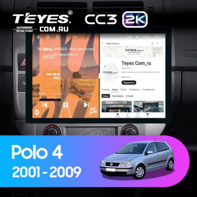 Штатная магнитола Teyes CC3 2K 4/32 Volkswagen Polo Mk4 (2001-2009) F2 (13&quot;)