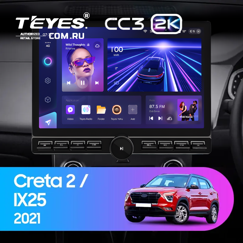 Штатная магнитола Teyes CC3 2K 6/128 Hyundai Creta 2 2021+ (глянец) F2 (13" с кнопками)