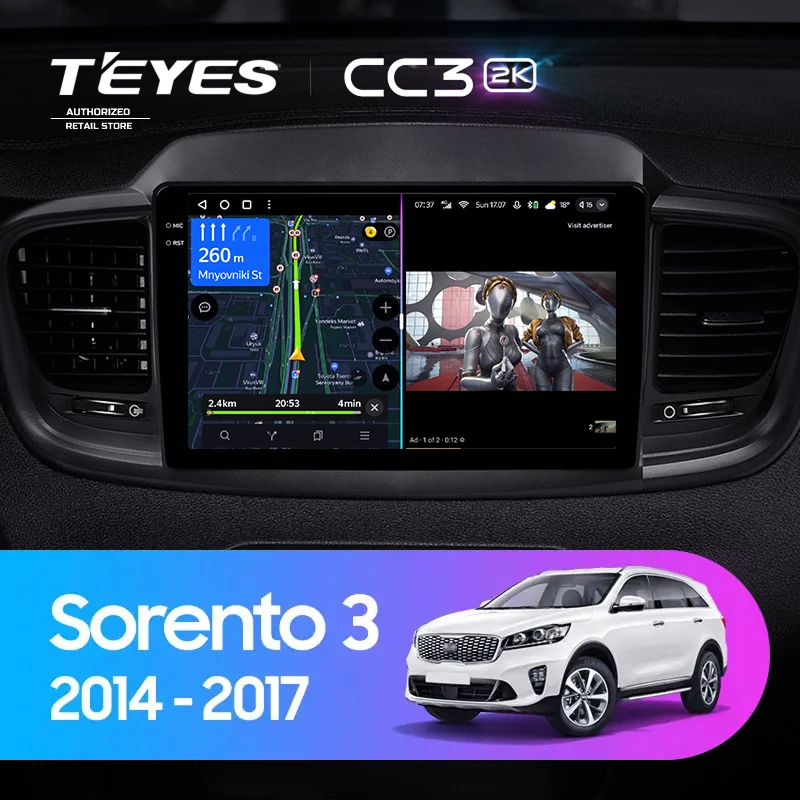 Штатная магнитола Teyes CC3 2K 6/128 Kia Sorento 3 Prime (2014-2017) Тип-B