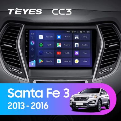 Штатная магнитола Teyes CC3 4/32 Hyundai Santa Fe 3 (2013-2016) Тип-C