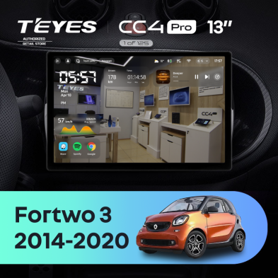 Штатная магнитола Teyes CC4 Pro 8/128 Mercedes-Benz Smart Fortwo 3 C453 A453 W453 (2014-2020) (13")