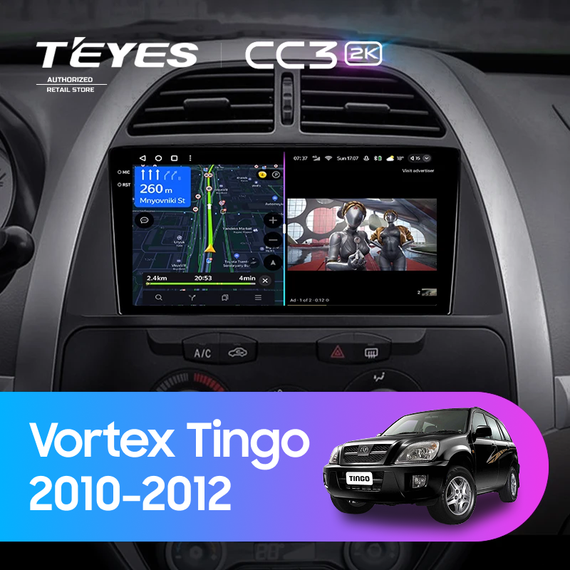 Штатная магнитола Teyes CC3 2K 360 6/128 Vortex Tingo (2010-2012)