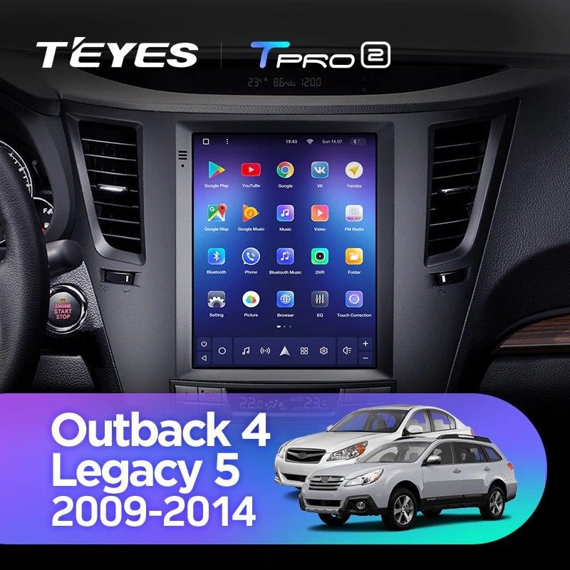Штатная магнитола Tesla style Teyes TPRO 2 4/32 Subaru Outback 4 BR Legacy 5 (2009-2014)