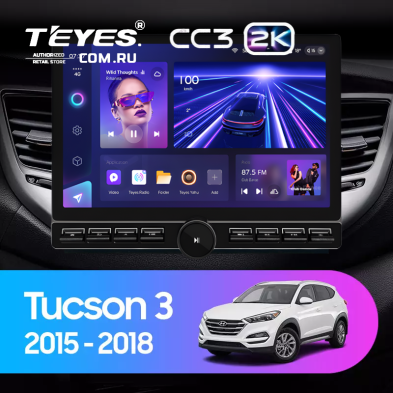 Штатная магнитола Teyes CC3 2K 6/128 Hyundai Tucson 3 (2015-2018) Тип-B (13" с кнопками)