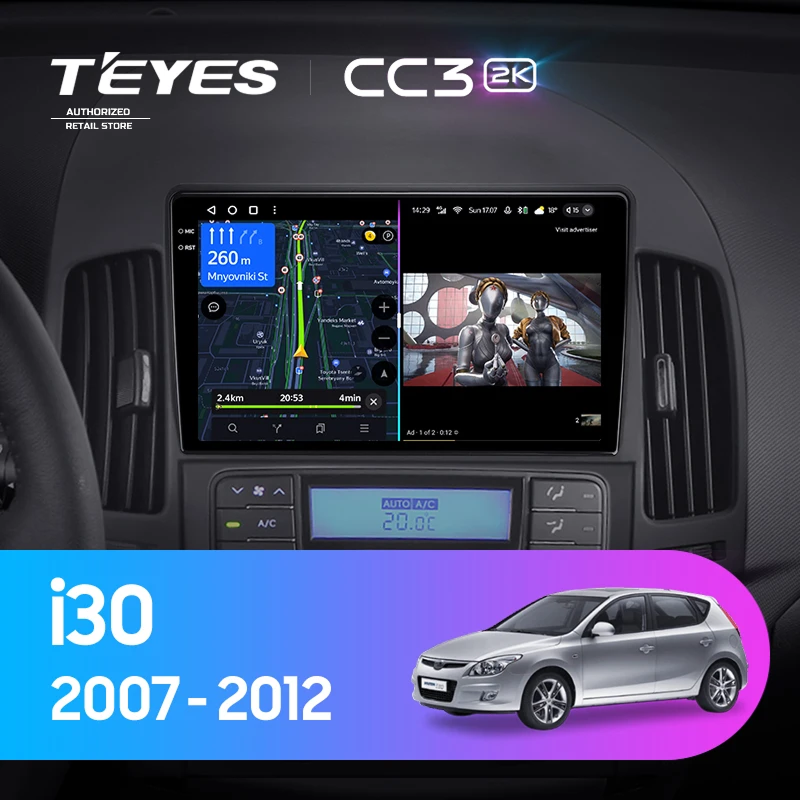 Штатная магнитола Teyes CC3 2K 360 6/128 Hyundai i30 1 FD (2007-2012) F2