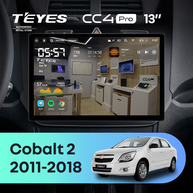 Штатная магнитола Teyes CC4 Pro 8/128 Chevrolet Cobalt 2 (2011-2018) (13")