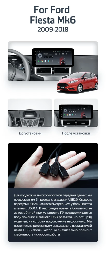 Штатная магнитола Teyes LUX ONE 4/64 Ford Fiesta Mk 6 (2009-2012) Тип-A