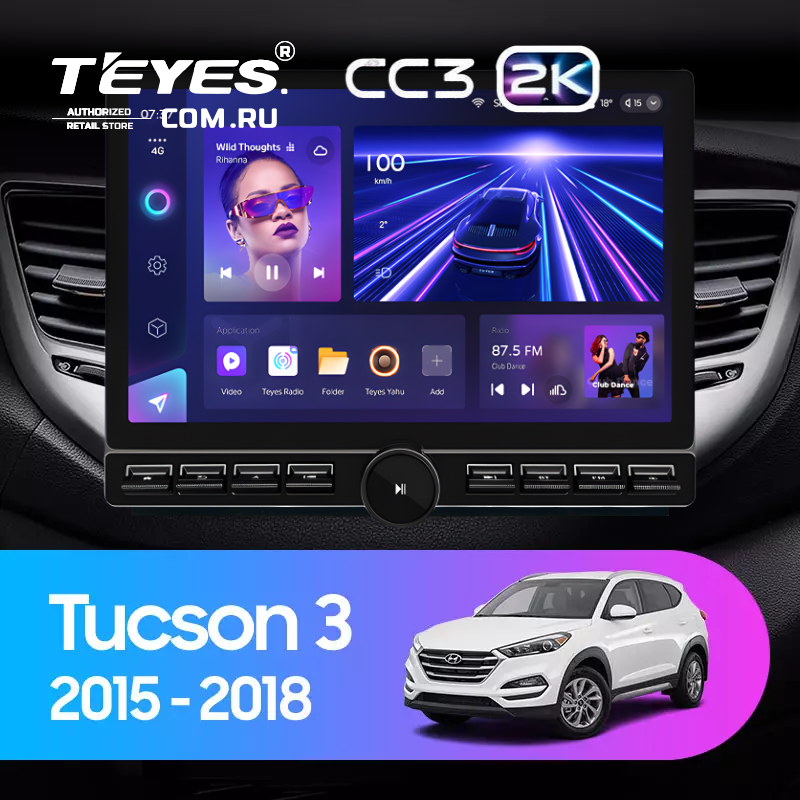 Штатная магнитола Teyes CC3 2K 6/128 Hyundai Tucson 3 (2015-2018) Тип-A (13" с кнопками)
