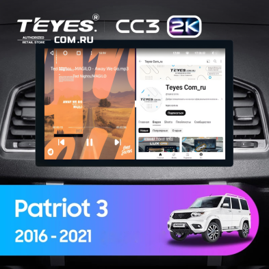Штатная магнитола Teyes CC3 2K 4/32 UAZ Patriot 3 (2016-2021) F2 (13")