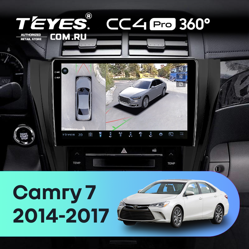 Штатная магнитола Teyes CC4 Pro 360 12/256 Toyota Camry 7 XV 50 55 (2014-2017) (черная) F2