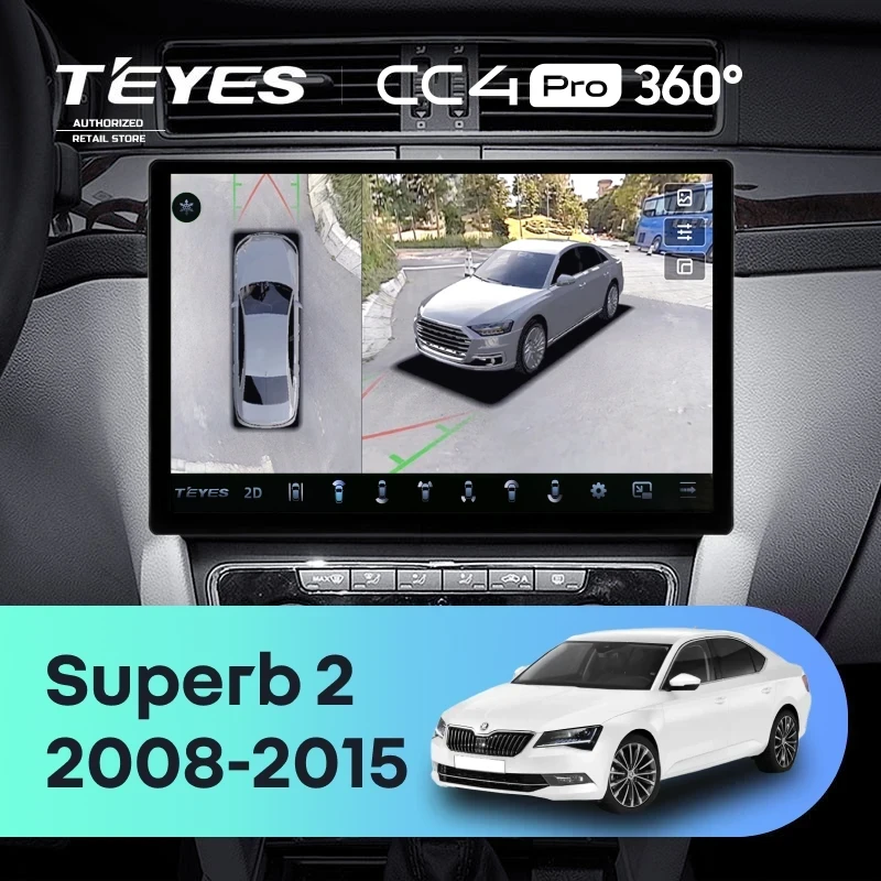 Штатная магнитола Teyes CC4 Pro 360 8/128 Skoda Superb 2 B6 (2008-2015) (13")