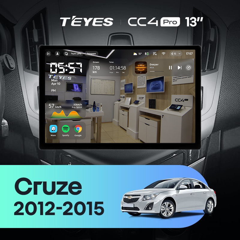 Штатная магнитола Teyes CC4 Pro 12/256 Chevrolet Cruze J300 J308 (2012-2015) (13")