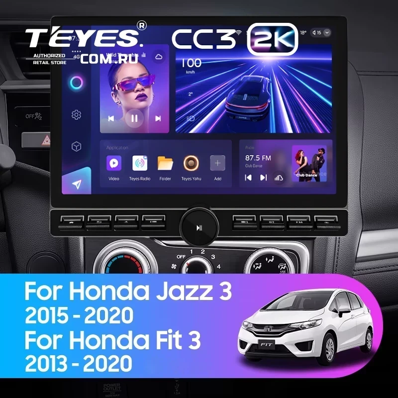Штатная магнитола Teyes CC3 2K 6/128 Honda Jazz 3 (2015-2020) Тип-A (13" с кнопками)