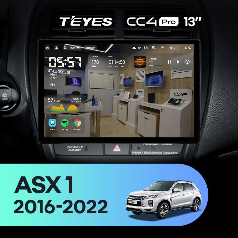 Штатная магнитола Teyes CC4 Pro 8/128 Mitsubishi ASX (2016-2022) Тип-A (13")