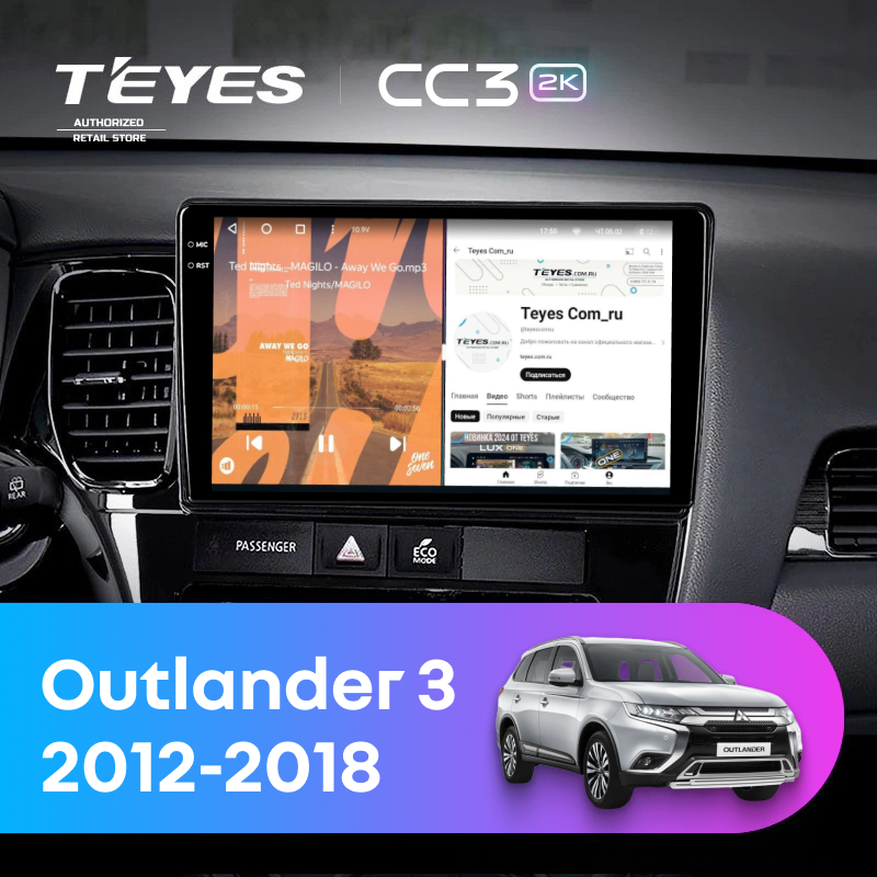 Штатная магнитола Teyes CC3 2K 6/128 Mitsubishi Outlander 3 (2012-2018) Тип-A
