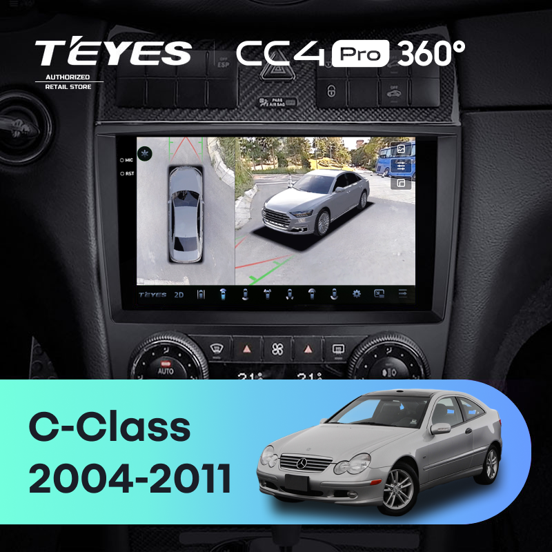 Штатная магнитола Teyes CC4 Pro 360 8/128 Mercedes-Benz C-Class W203 CL203 C209 A209 (2004-2011)