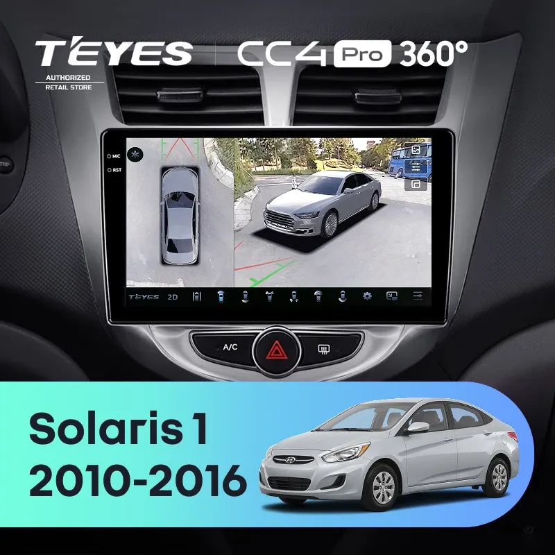 Штатная магнитола Teyes CC4 Pro 360 12/256 Hyundai Solaris 1 (2010-2016) F1