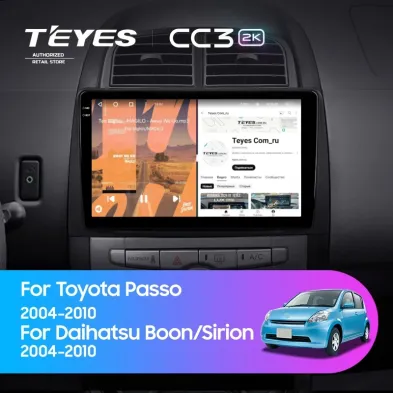 Штатная магнитола Teyes CC3 2K 360 6/128 Toyota Passo XC10 (2004-2010)