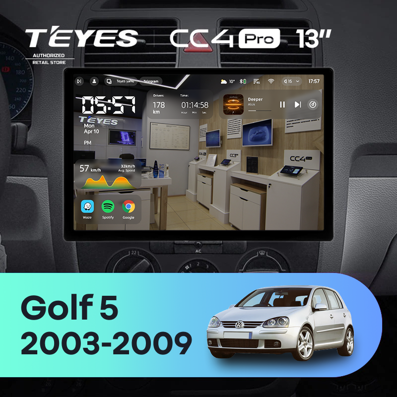 Штатная магнитола Teyes CC4 Pro 8/128 Volkswagen Golf 5 (2003-2009) F2 (13")
