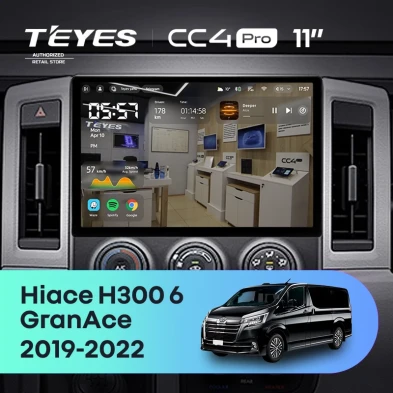 Штатная магнитола Teyes CC4 Pro 12/256 Toyota Hiace H300 VI (2019-2022) Тип-B (11")