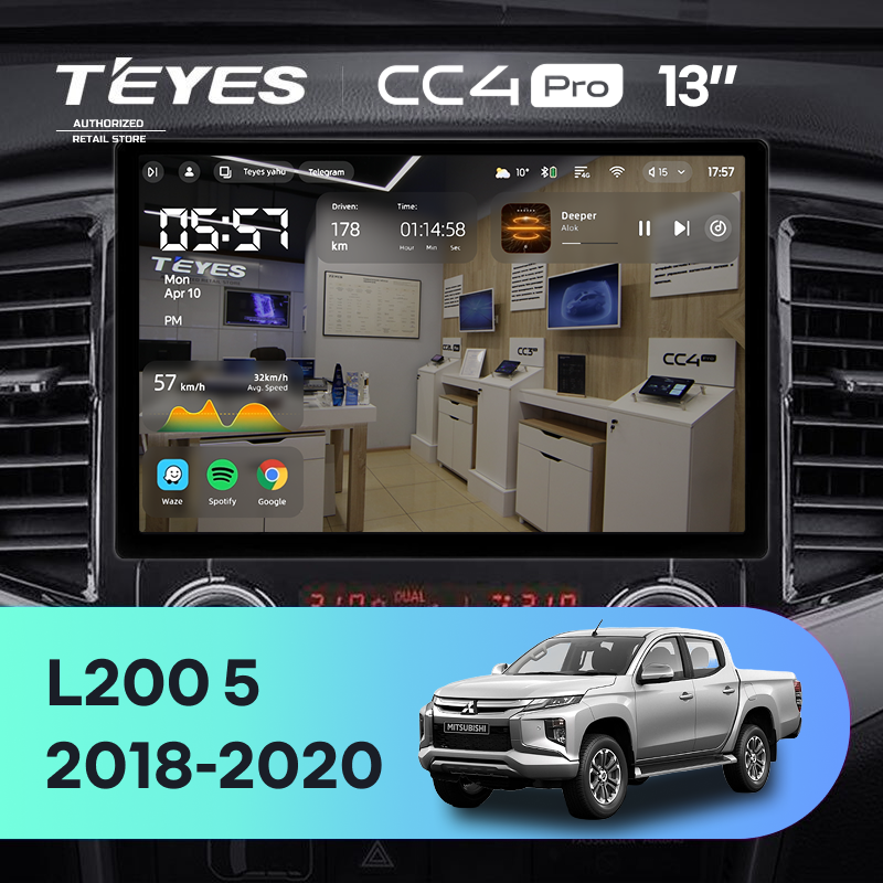 Штатная магнитола Teyes CC4 Pro 8/128 Mitsubishi L200 5 (2018-2020) F1 (13")