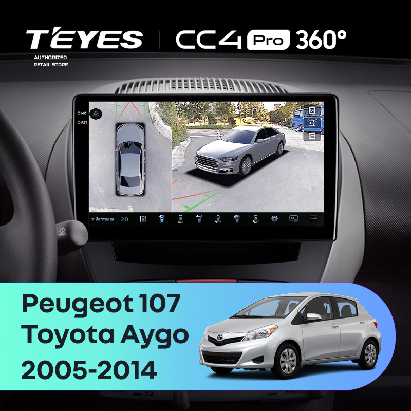 Штатная магнитола Teyes CC4 Pro 360 8/128 Toyota Aygo (2005-2014)