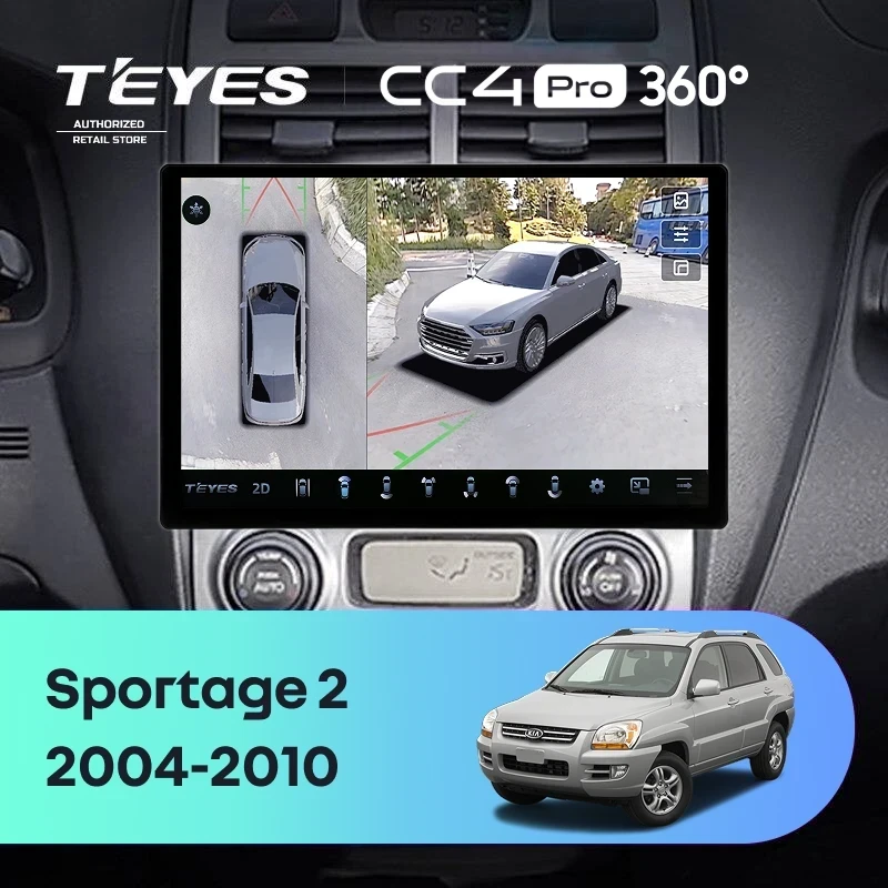 Штатная магнитола Teyes CC4 Pro 360 8/128 Kia Sportage 2 (2004-2010) F1 (13")