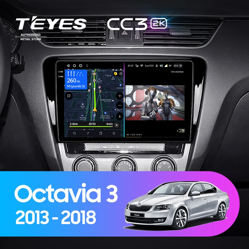 Штатная магнитола Teyes CC3 2K 6/128 Skoda Octavia 3 A7 (2013-2018) Тип-A