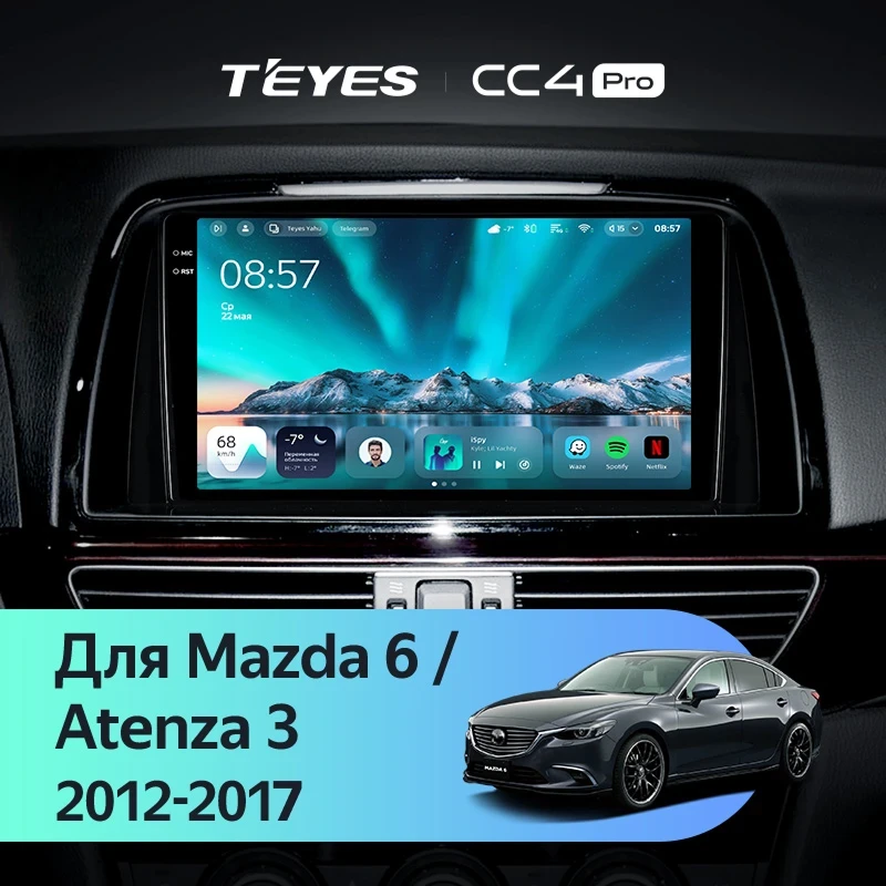 Штатная магнитола Teyes CC4 Pro 8/128 Mazda Atenza 3 (2012-2017) Тип-B Правый руль